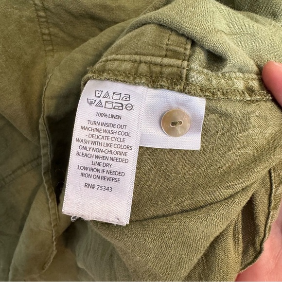 H by Halston Olive Green Linen Mini Dress Size XS - Picture 3 of 4